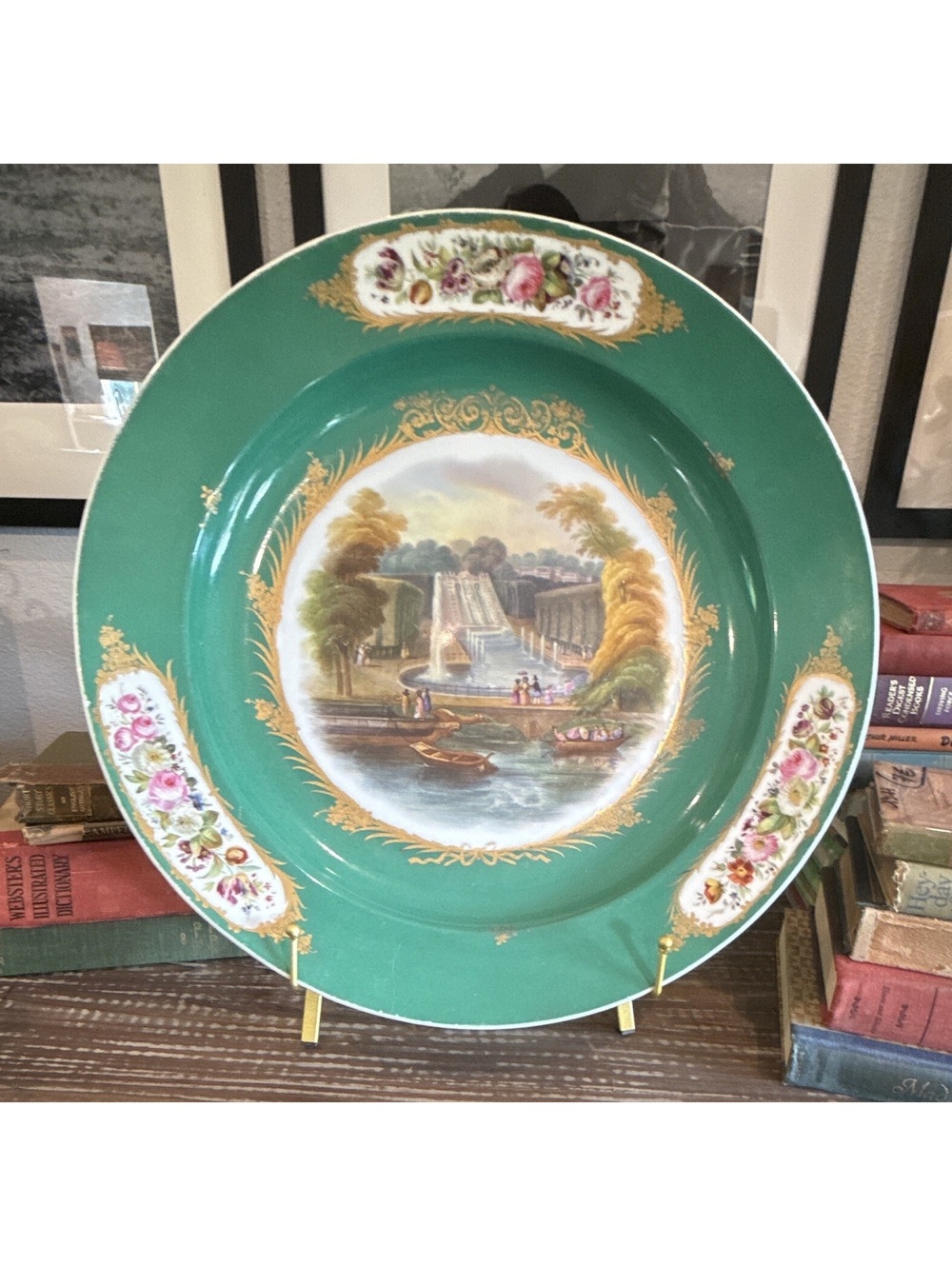 Antique Sevres Style 17.5" Porcelain Charger • French Old Paris Plate c.1880